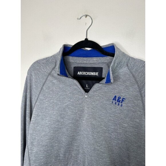 Abercrombie & Fitch Sweatshirt Men's Heather Gray 1/4-Zip Performance Size Large - Picture 3 of 12